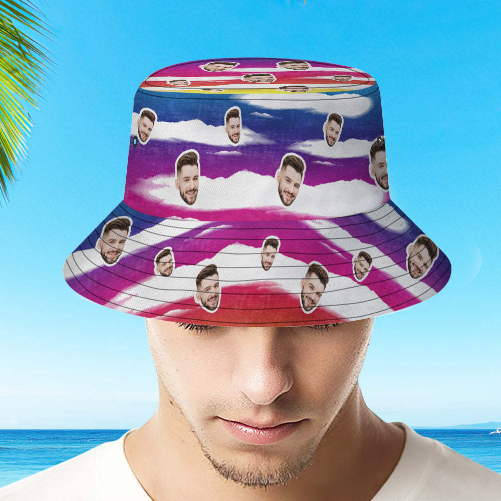 Custom Bucket Hat Unisex Face Bucket Hat Personalized Wide Brim Outdoor Summer Cap Hiking Beach Sports Hats Tie Dye Multicolor - My Photo Socks AU