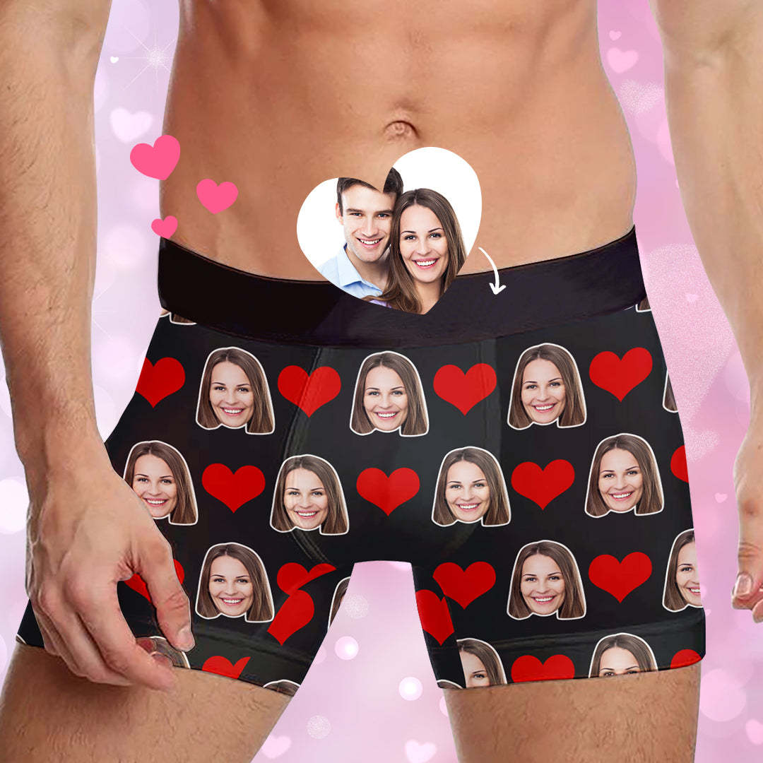 Custom Photo Heart Boxer Shorts