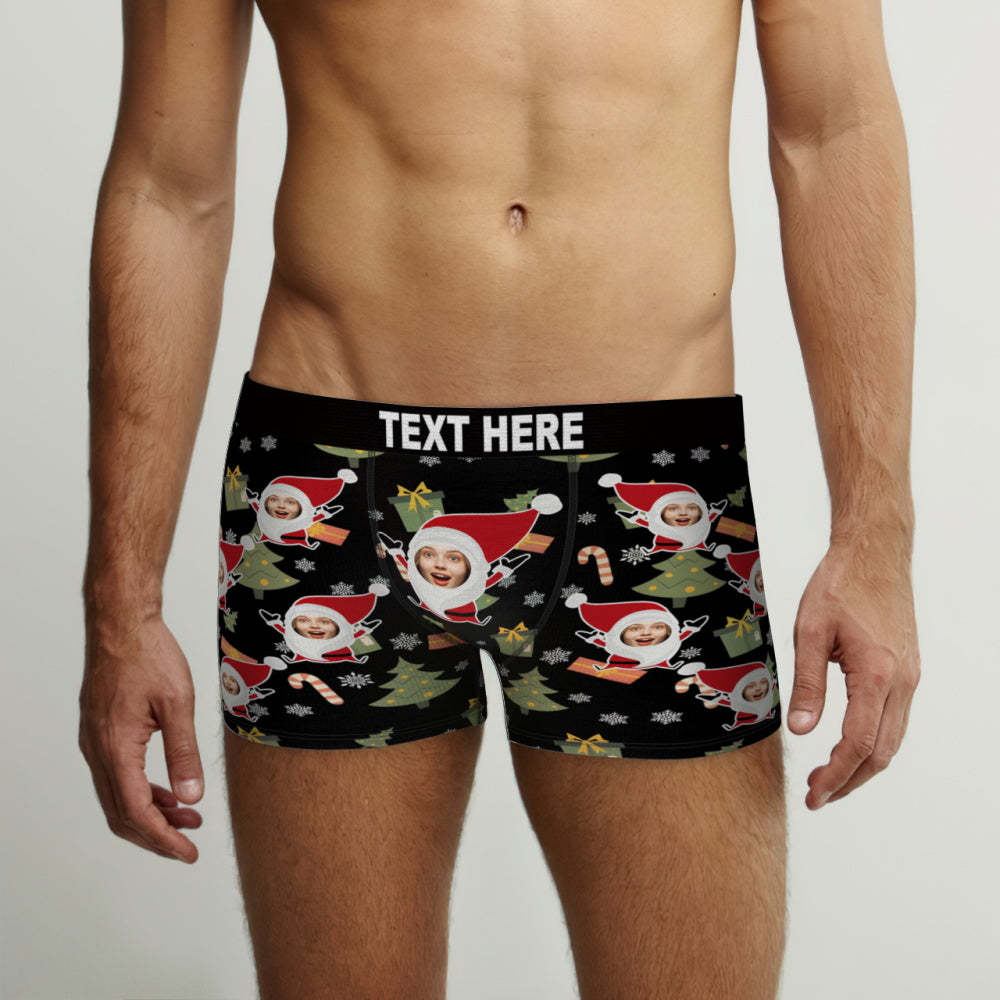 Custom Men's Photo Boxers Personalized Christmas Face Underwear Christmas Gift for Boyfriend - My Photo Socks AU