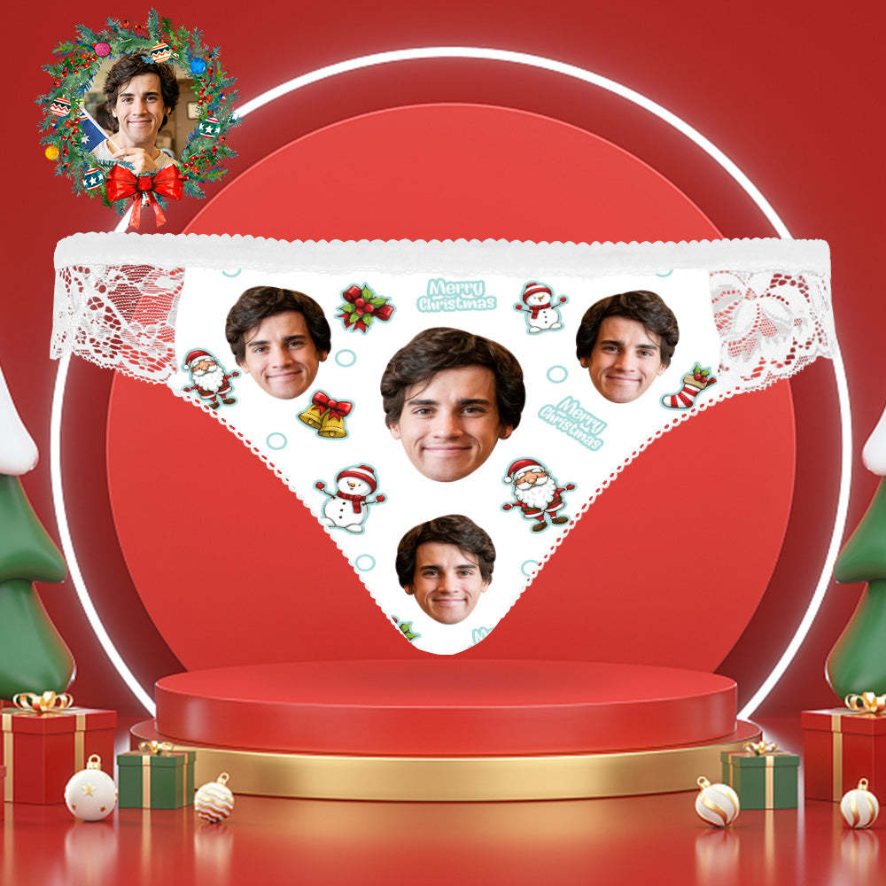 Custom Face Lace Panties Personalized Sexy Women Underwear Merry Christmas - My Photo Socks AU