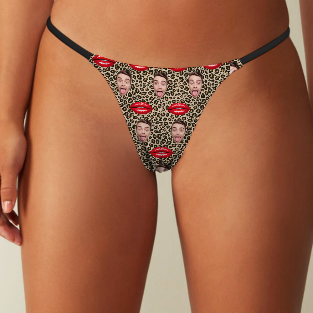 Custom Thongs Mash Face Photo Panties Funny Underwear Briefs Kiss Me Love Thong Valentine's Gift - MyPhotoSocksAu