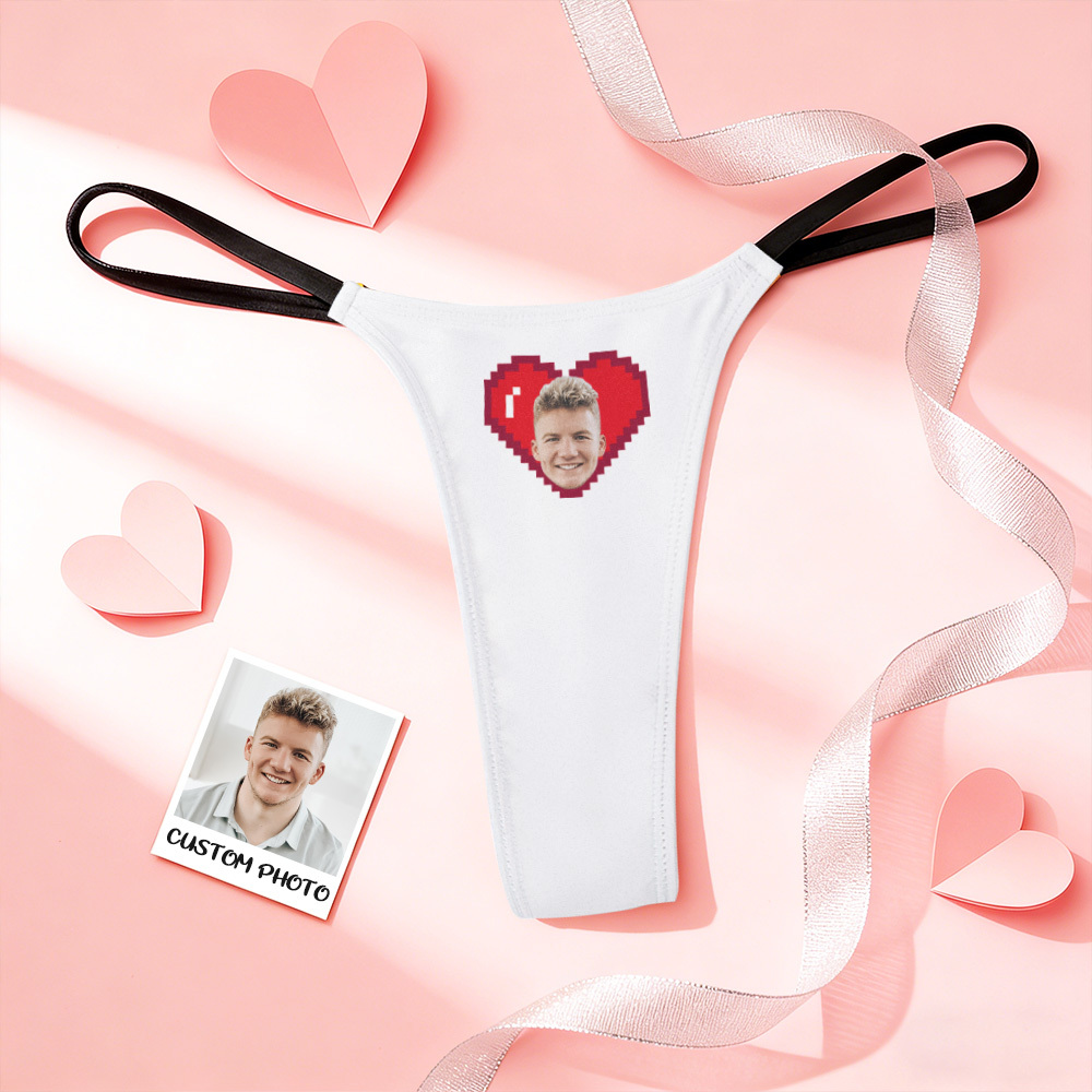 Custom Thongs Valentine Gift Face Photo Panties Funny Underwear Briefs Kiss Me Love Thong - MyPhotoSocksAu
