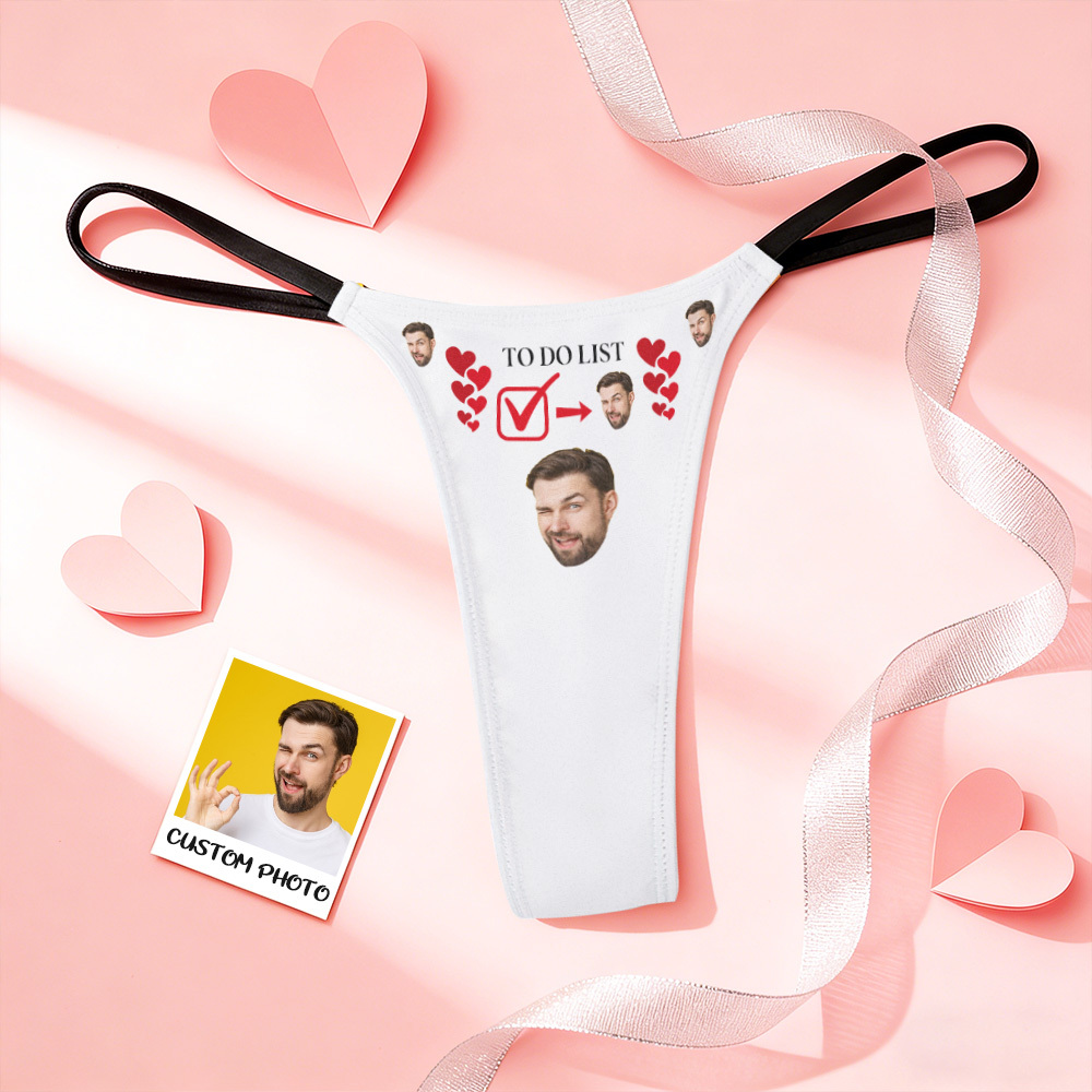 Custom Thongs Face Photo Panties Funny Underwear Briefs Kiss Me Love Thong Valentine's Gift - MyPhotoSocksAu
