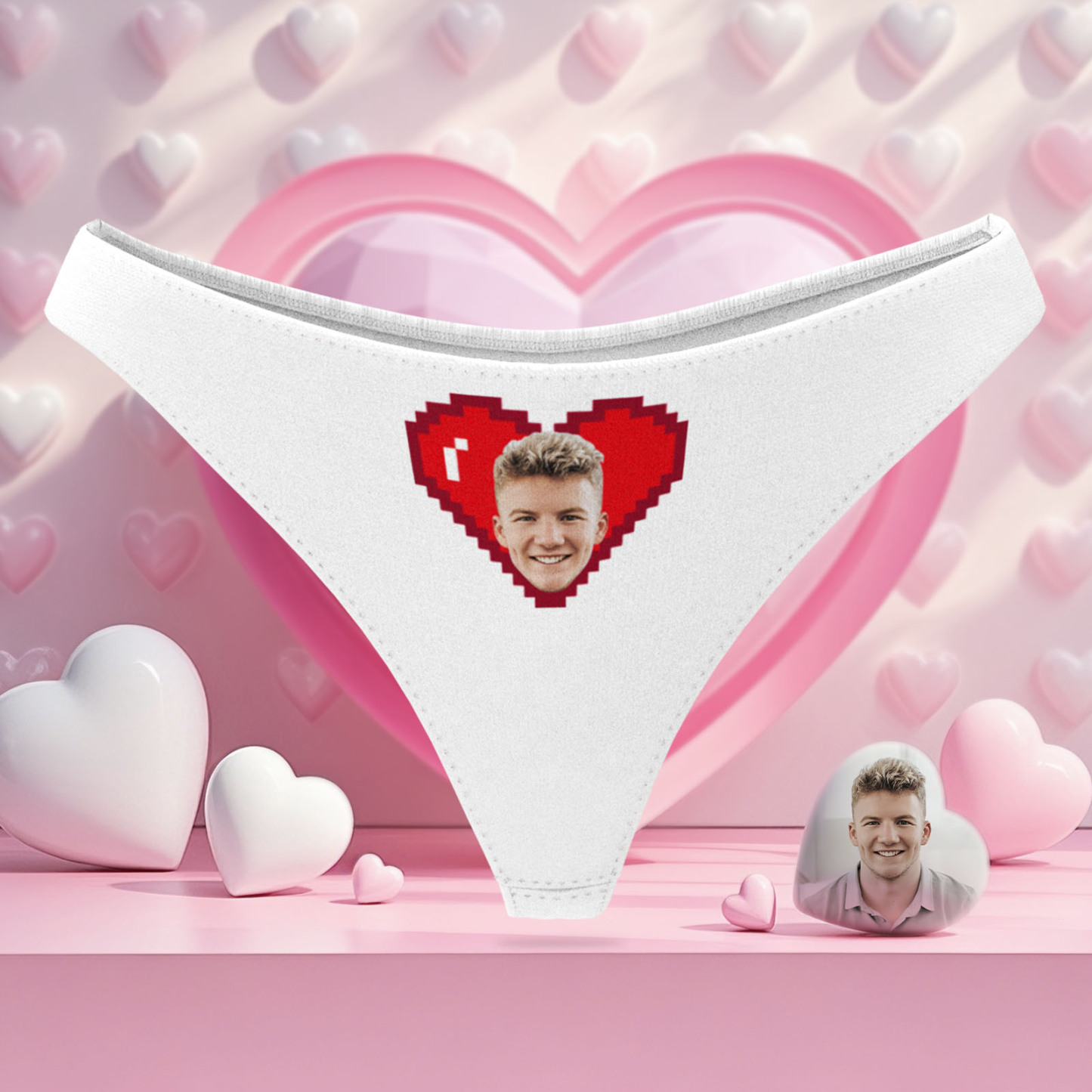 Personalize Face Thong Heart Custom Thong Gift for Her Valentine's Gift - MyPhotoSocksAu