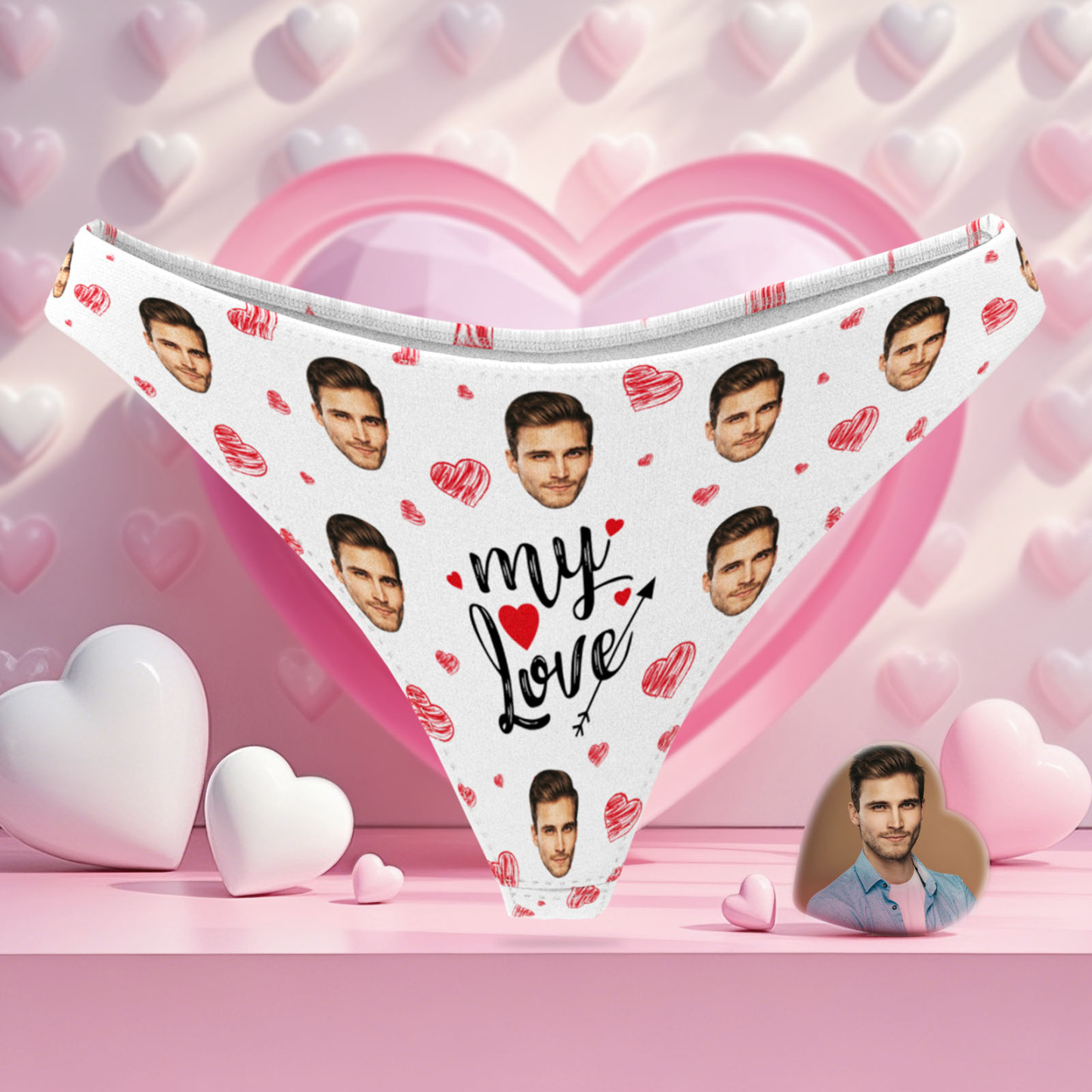 Personalize Face Thong My Love Custom Thong Gift for Her Valentine's Gift - MyPhotoSocksAu