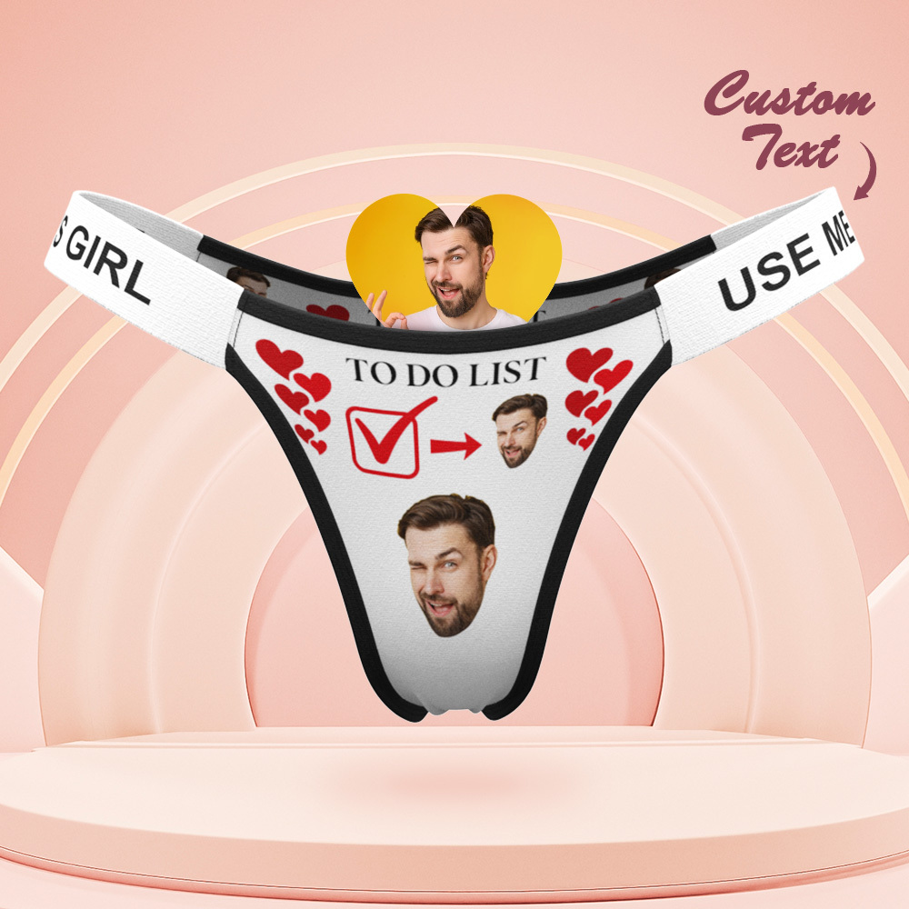 Valentine's Gift Custom Face Panties Makes Me Wet Personalized Waistband Engraved Thong Gift for Her - MyPhotoSocksAu