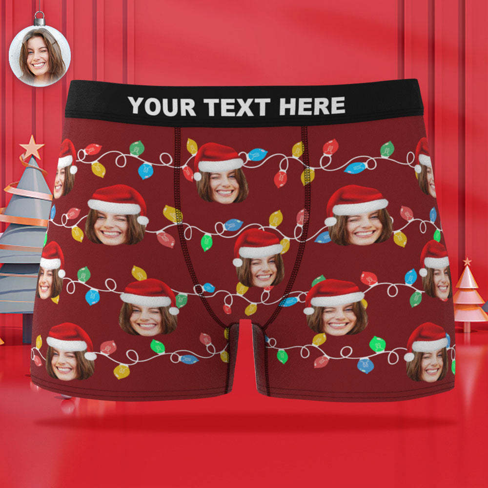 Custom Face Boxer Briefs Personalized Xmas Leds Underwear Christmas Gifts for Him - My Photo Socks AU