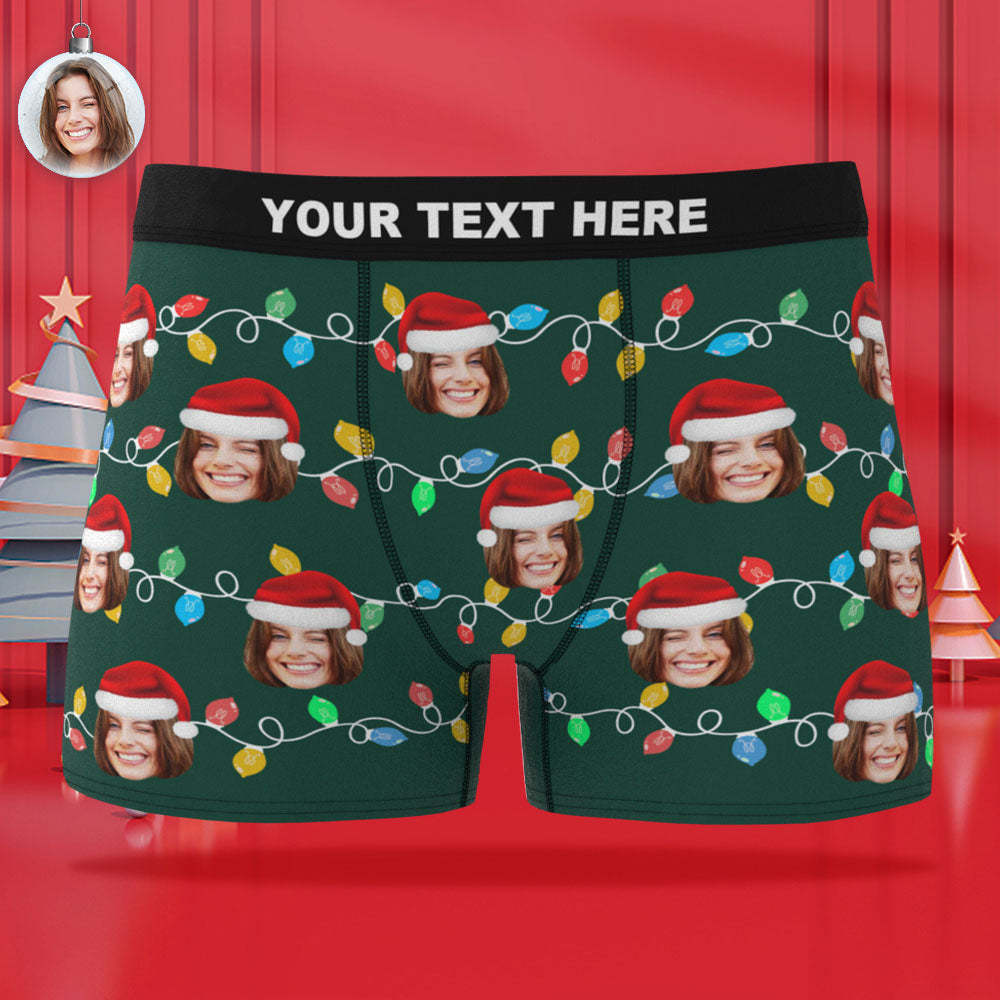 Custom Face Boxer Briefs Personalized Xmas Leds Underwear Christmas Gifts for Him - My Photo Socks AU