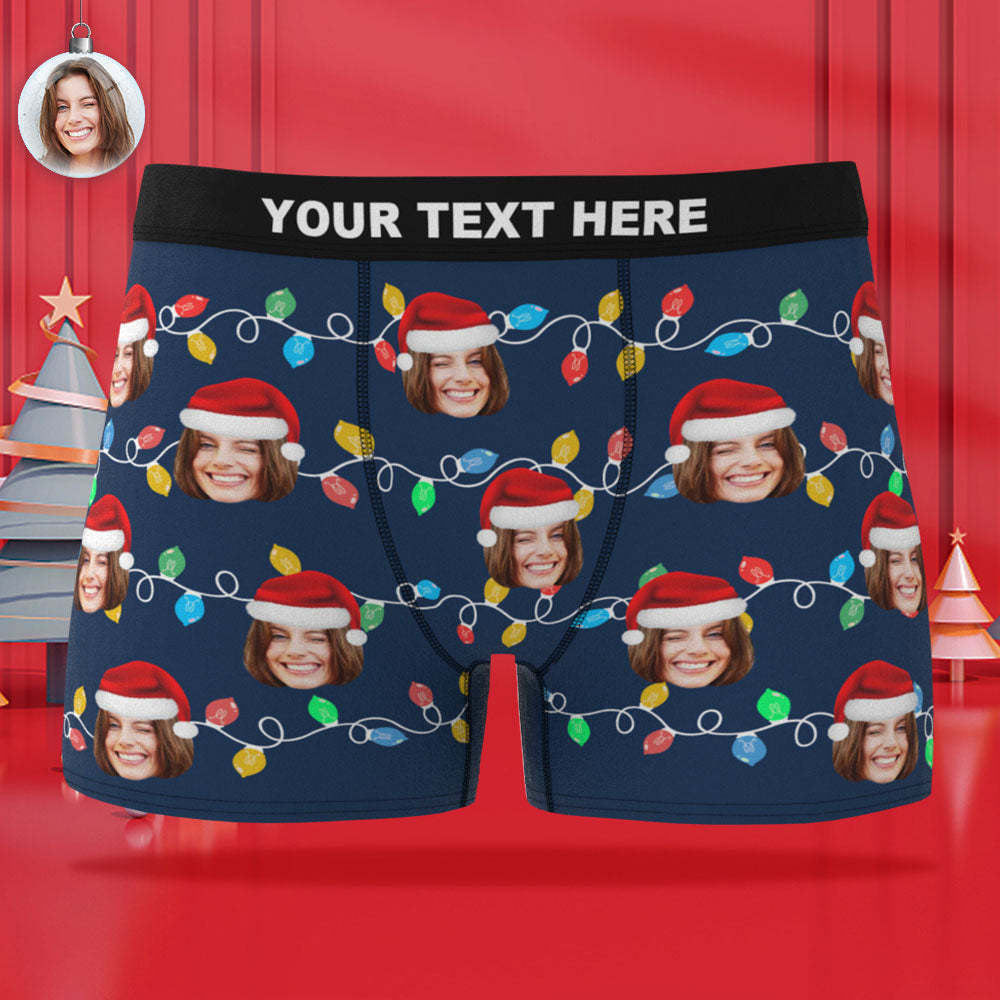 Custom Face Boxer Briefs Personalized Xmas Leds Underwear Christmas Gifts for Him - My Photo Socks AU