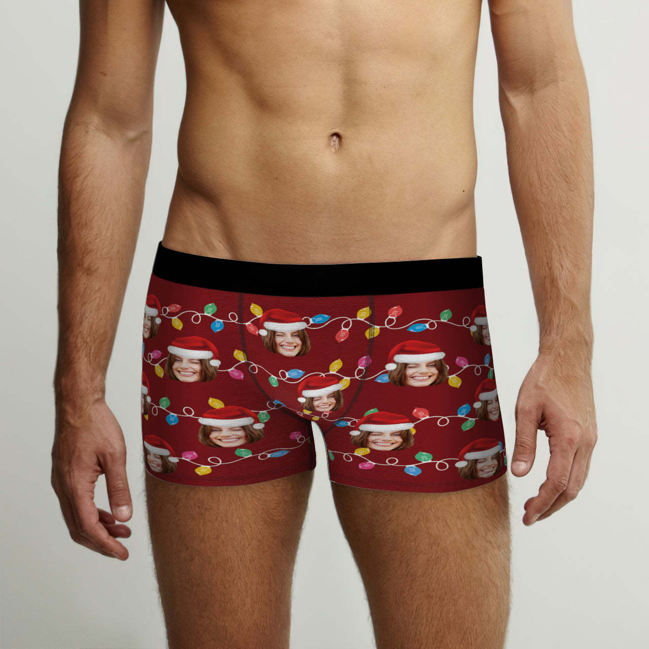 Custom Face Boxer Briefs Personalized Xmas Leds Underwear Christmas Gifts for Him - My Photo Socks AU