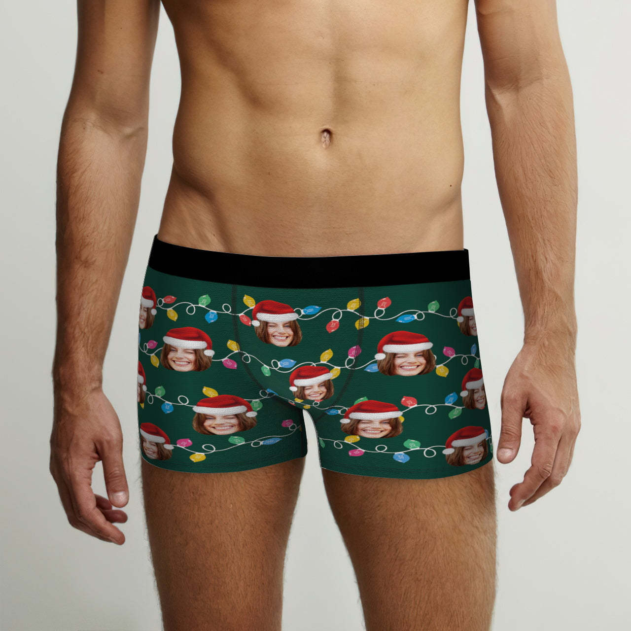 Custom Face Boxer Briefs Personalized Xmas Leds Underwear Christmas Gifts for Him - My Photo Socks AU