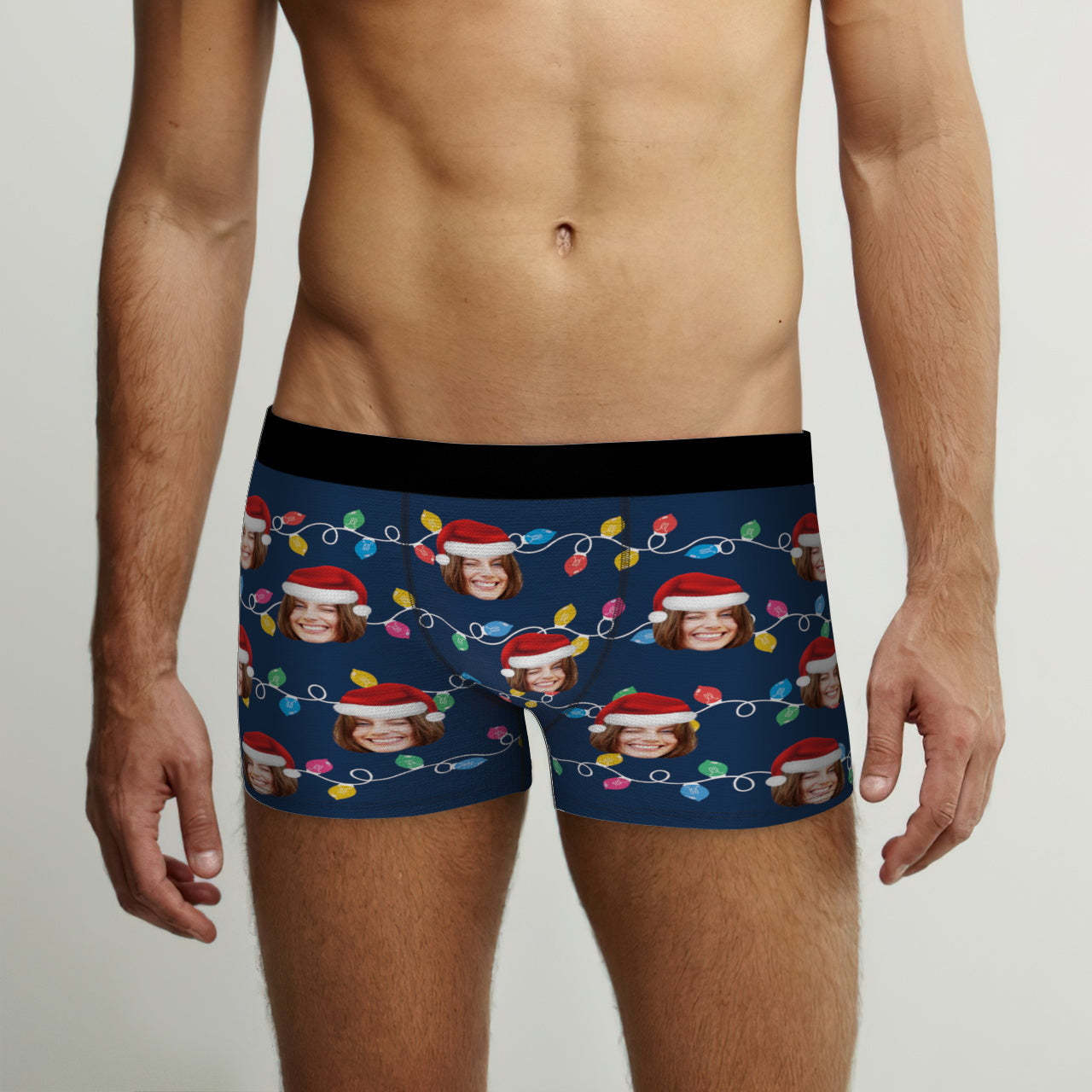 Custom Face Boxer Briefs Personalized Xmas Leds Underwear Christmas Gifts for Him - My Photo Socks AU