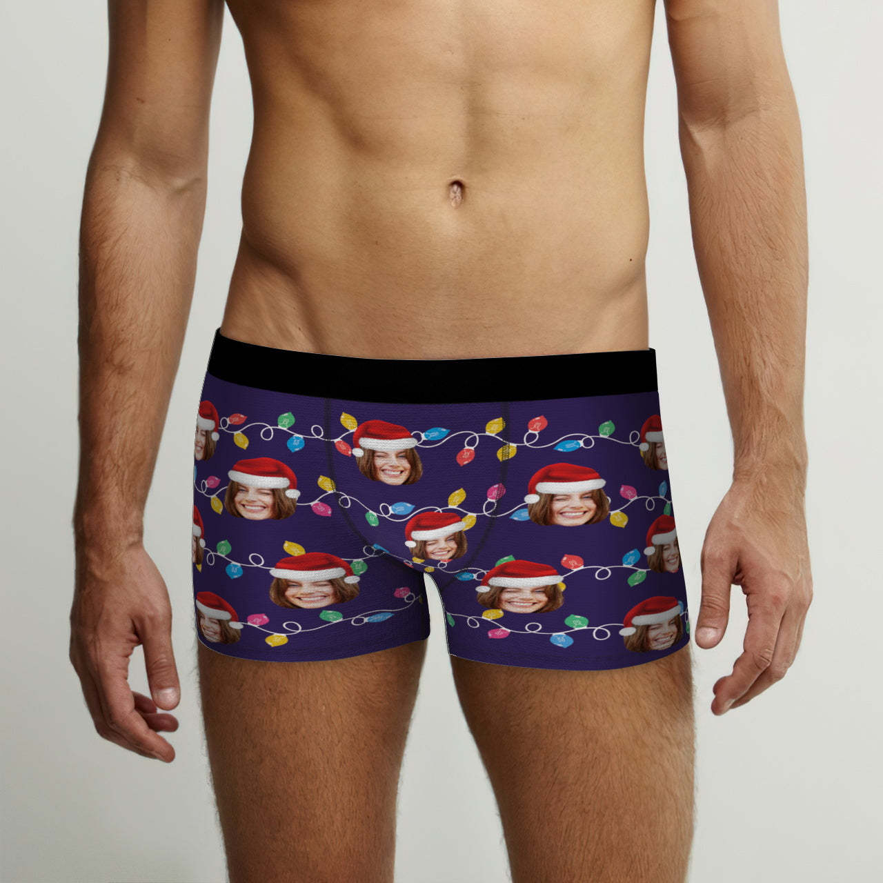 Custom Face Boxer Briefs Personalized Xmas Leds Underwear Christmas Gifts for Him - My Photo Socks AU