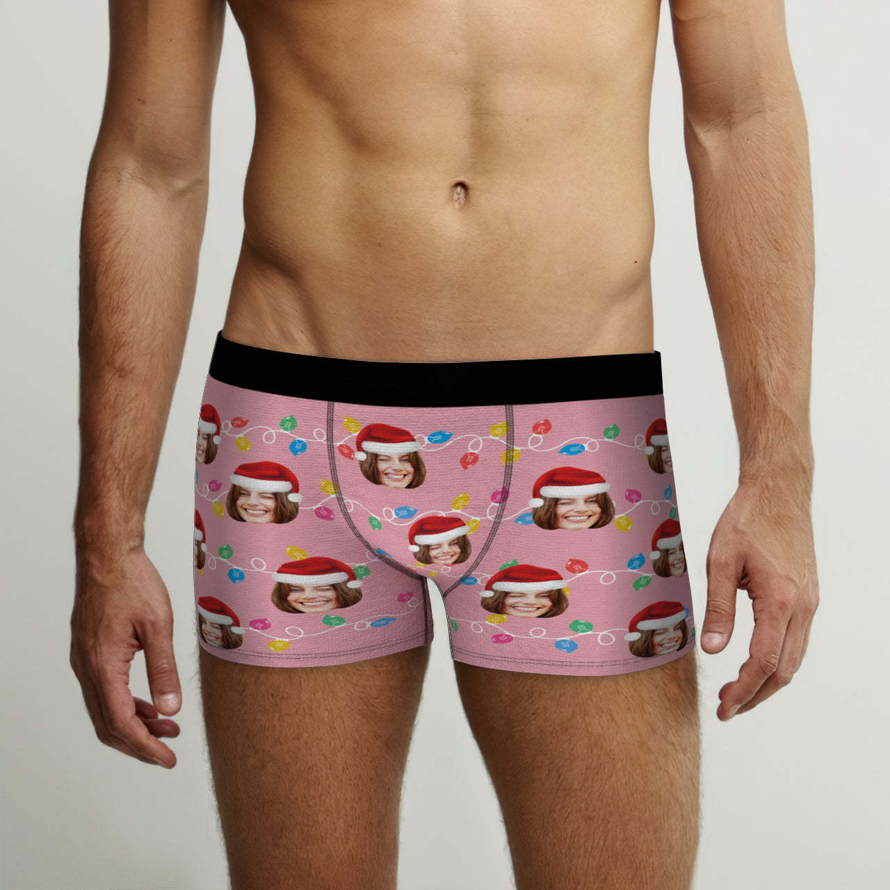 Custom Face Boxer Briefs Personalized Xmas Leds Underwear Christmas Gifts for Him - My Photo Socks AU