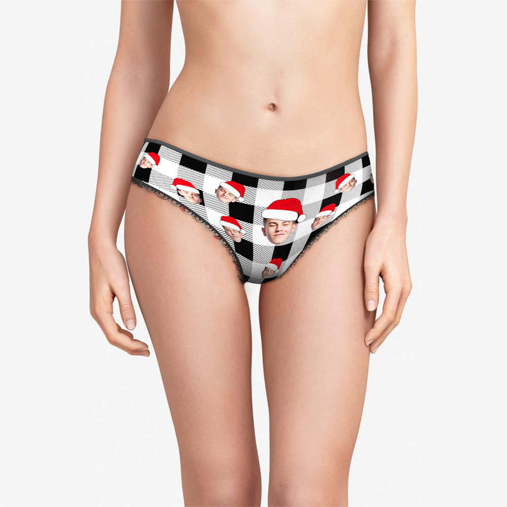 Custom Face Panties Personalized Photo Buffalo Plaid Lace Panties for Women - My Photo Socks AU