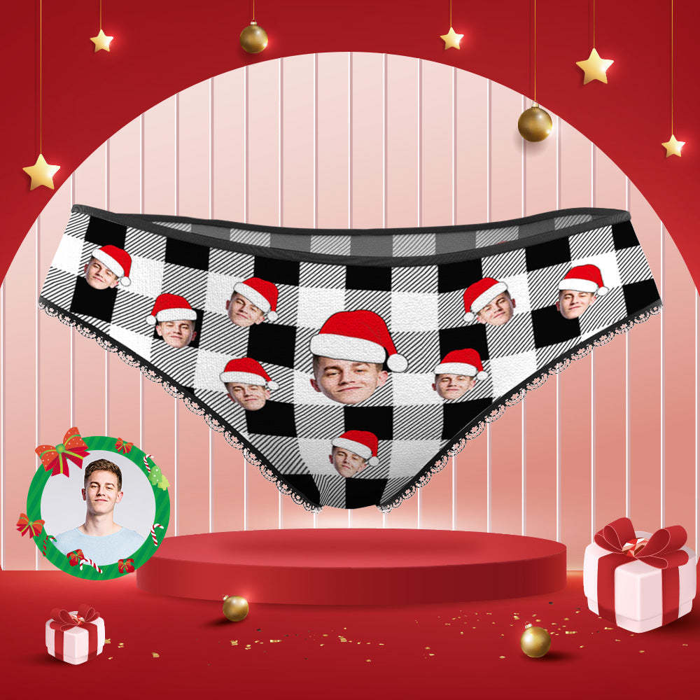 Custom Face Panties Personalized Photo Buffalo Plaid Lace Panties for Women - My Photo Socks AU