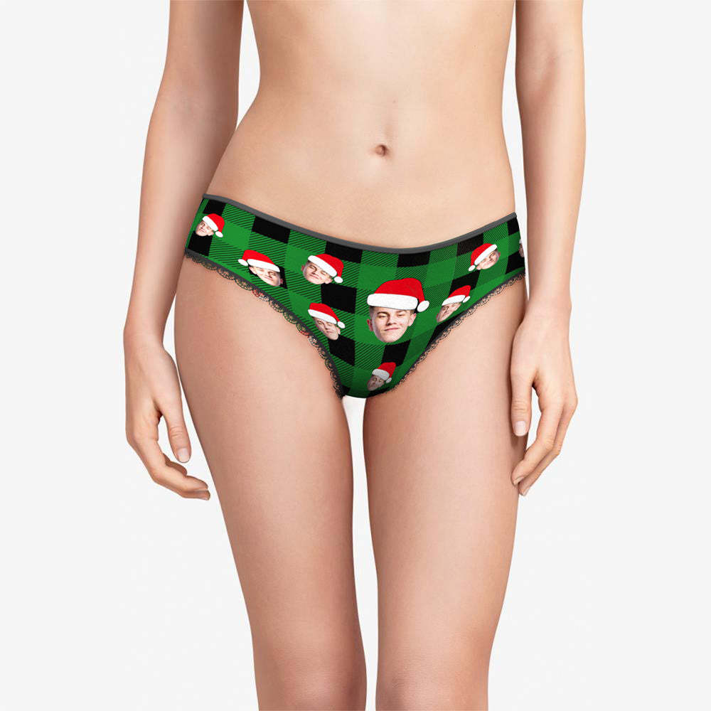Custom Face Panties Personalized Photo Buffalo Plaid Lace Panties for Women - My Photo Socks AU