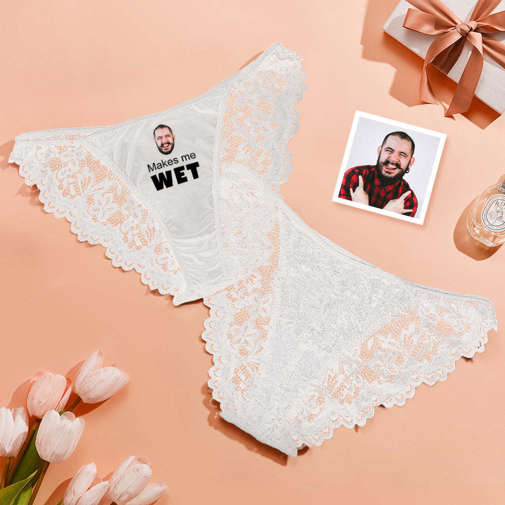 Custom Face Ring Linked Panty Makes Me Wet Personalized Photo Thong Panties Valentine's Day Gift - My Photo Socks AU