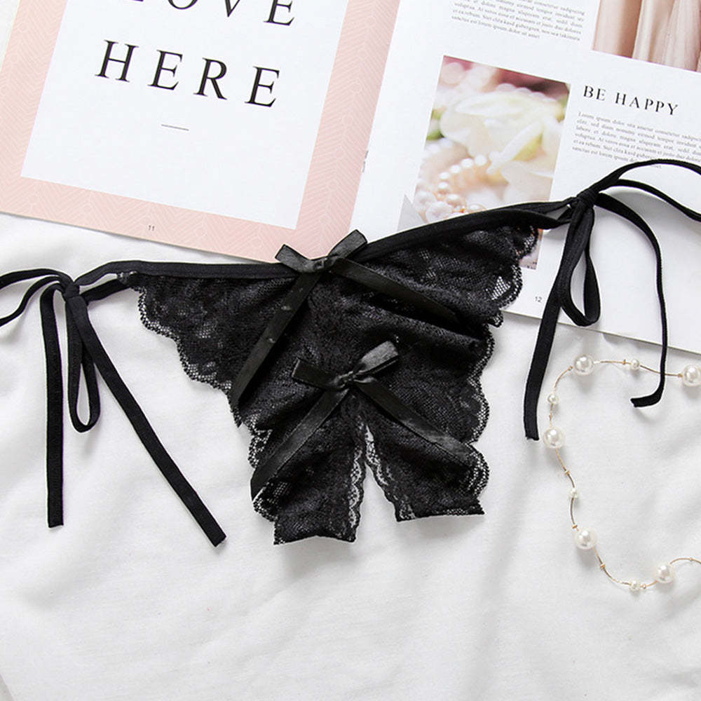 Custom Lace Sexy Panty with jewelry Crystal Letter Name Open Cut Thong Underpants Women's Underwea - My Photo Socks AU