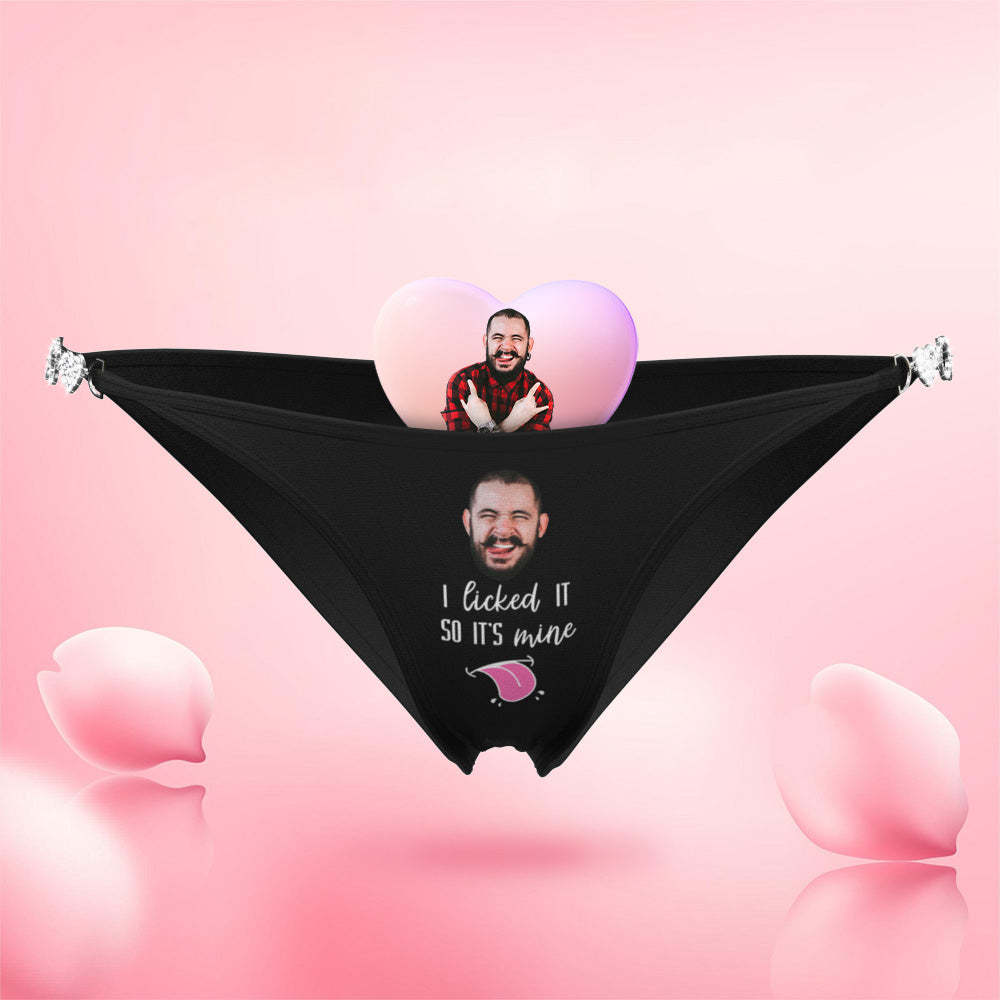 Custom Face Chain Linked Solid Panty Personalized I Licked It Thong Valentine's Day Gift - My Photo Socks AU