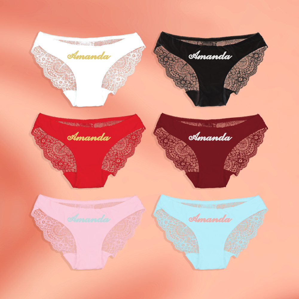 Custom Lace Panties Personalized Name Panties Gift for Christmas Valentine - MyPhotoSocksAu