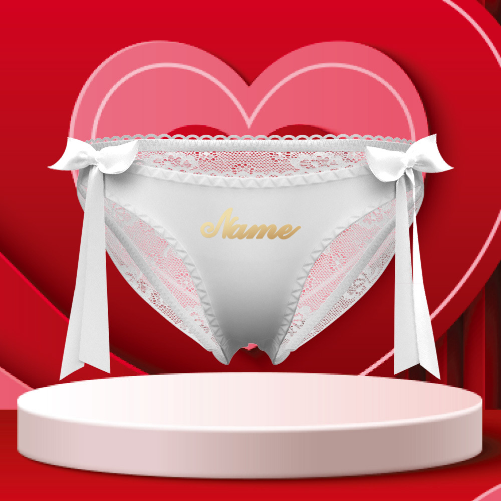 CustomLace Bow Panties Personalized Name Panties Translucent Lace Panties  Gift For Valentine - MyPhotoSocksAu