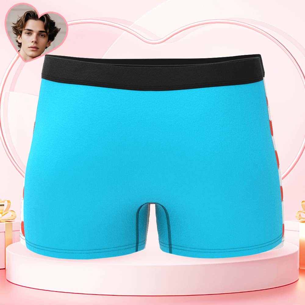 Custom Mens Face Boxer I Love My Wife Boxer Personalized Belt Color Face Boxers Valentines Day Underwear - MyPhotoSocksAu