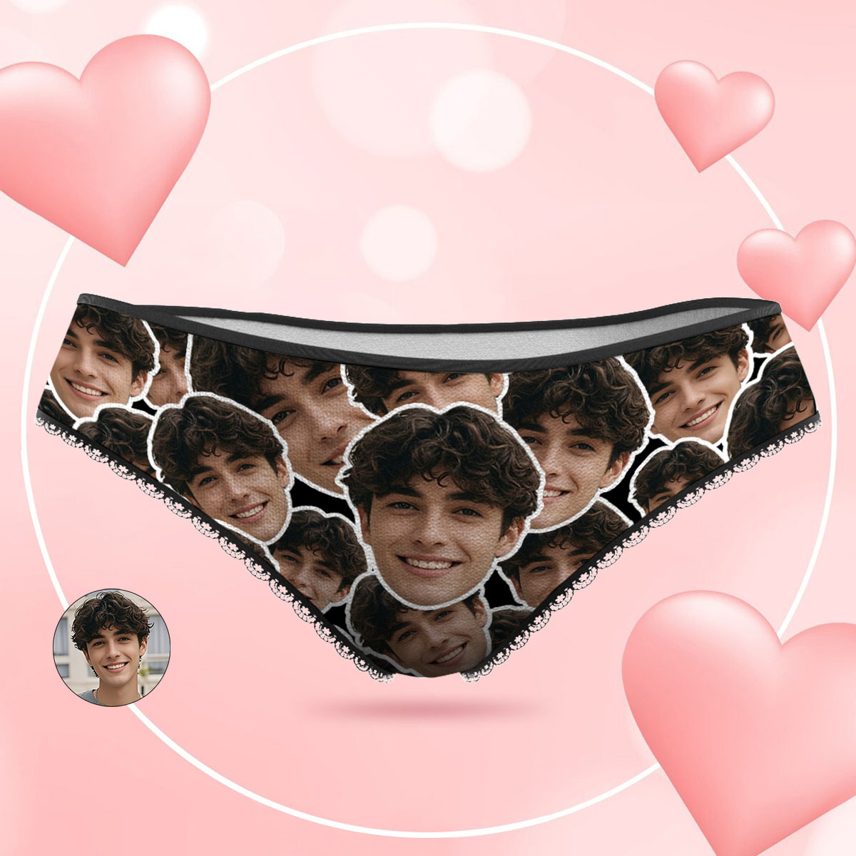 Custom Blue Face Mash Photo Panties Funny Underwear Briefs Valentine Gift For Her - MyPhotoSocksAu