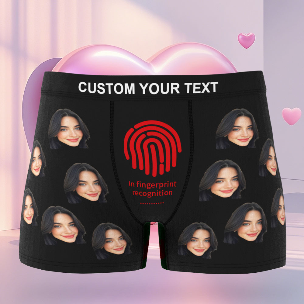Custom Face Men's Boxer In Fingerprint Recognition Underwear Gifts for Husband Boxer - MyPhotoSocksAu