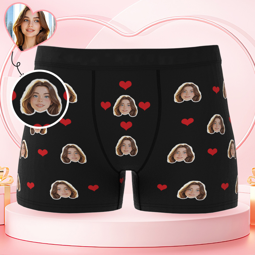 Custom Black Cartoon Face Mash Photo Underwear Personalized Men Underpants Anniversary Valentine Gift - MyPhotoSocksAu