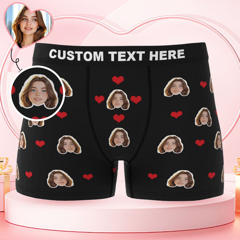 Custom Black Cartoon Face Mash Photo Underwear Personalized Men Underpants Anniversary Valentine Gift - MyPhotoSocksAu