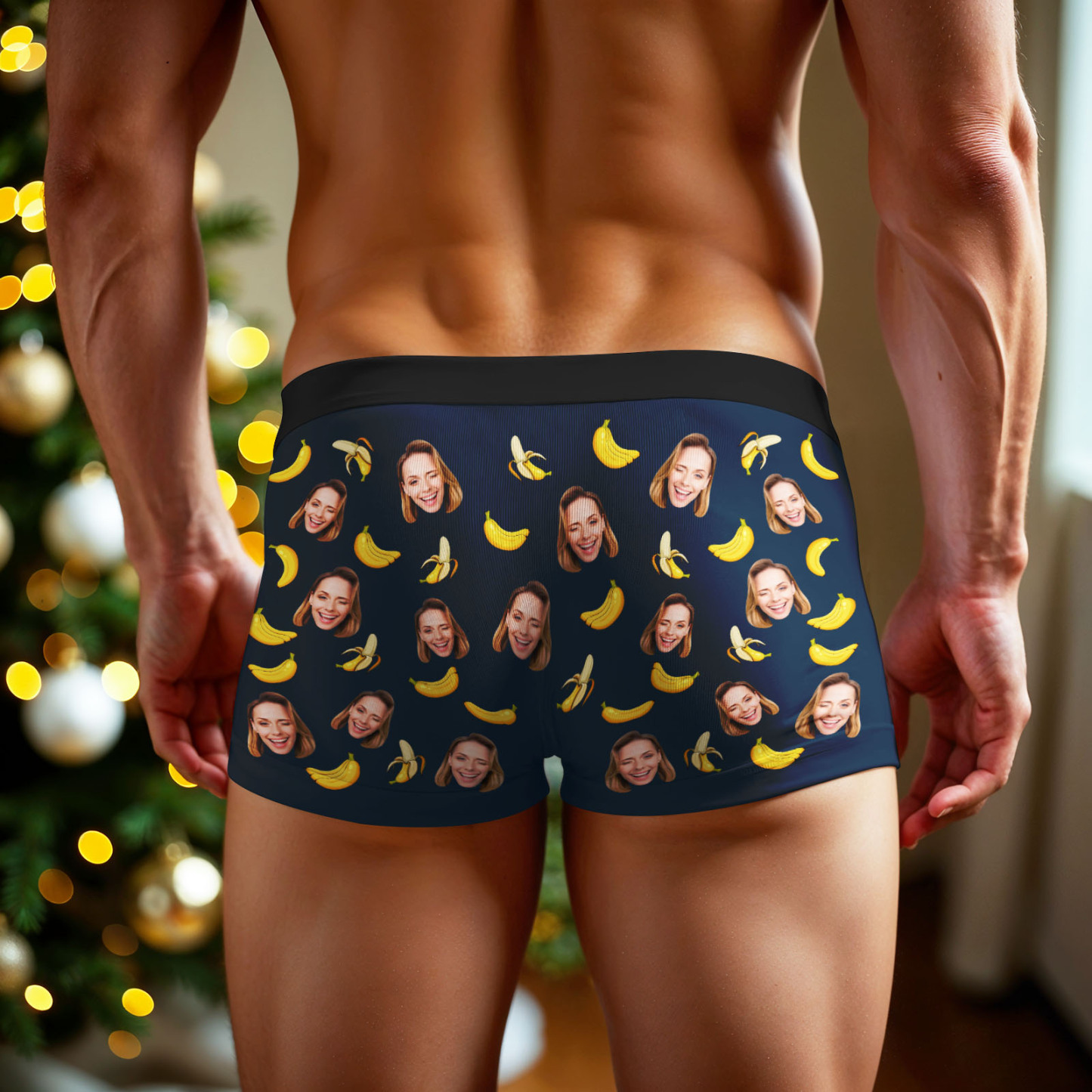 Custom Face Boxer Men Underwear Santa Gift Emily Can Eat These Bananas Personalized Photo Funny Christmas Men Boxer Gift - MyPhotoSocksAu