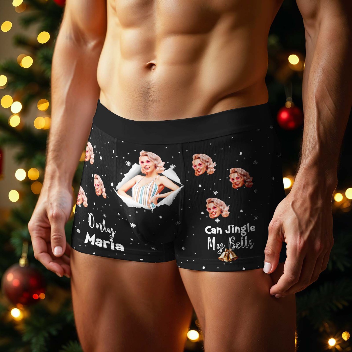 Personalized Face Boxer Men Underwear Christmas Gift Only Can Jingle My Bells Bananas Personalized Photo Funny Men Boxer Gift - MyPhotoSocksAu