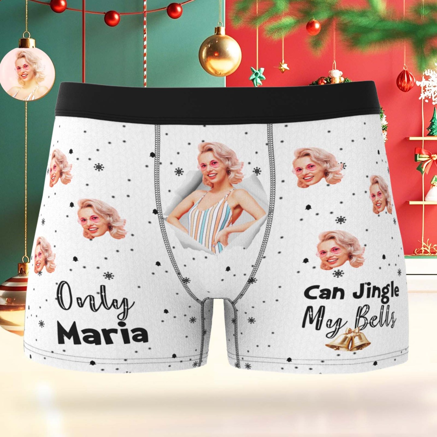 Personalized Face Boxer Men Underwear Christmas Gift Only Can Jingle My Bells Bananas Personalized Photo Funny Men Boxer Gift - MyPhotoSocksAu