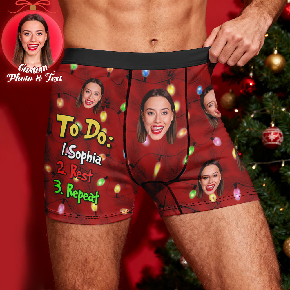 Custom Face Men's Boxer Underwear To Do List Funny Boxer Gift Personalized Photo Name Men's Boxer Briefs Christmas Gift - MyPhotoSocksAu