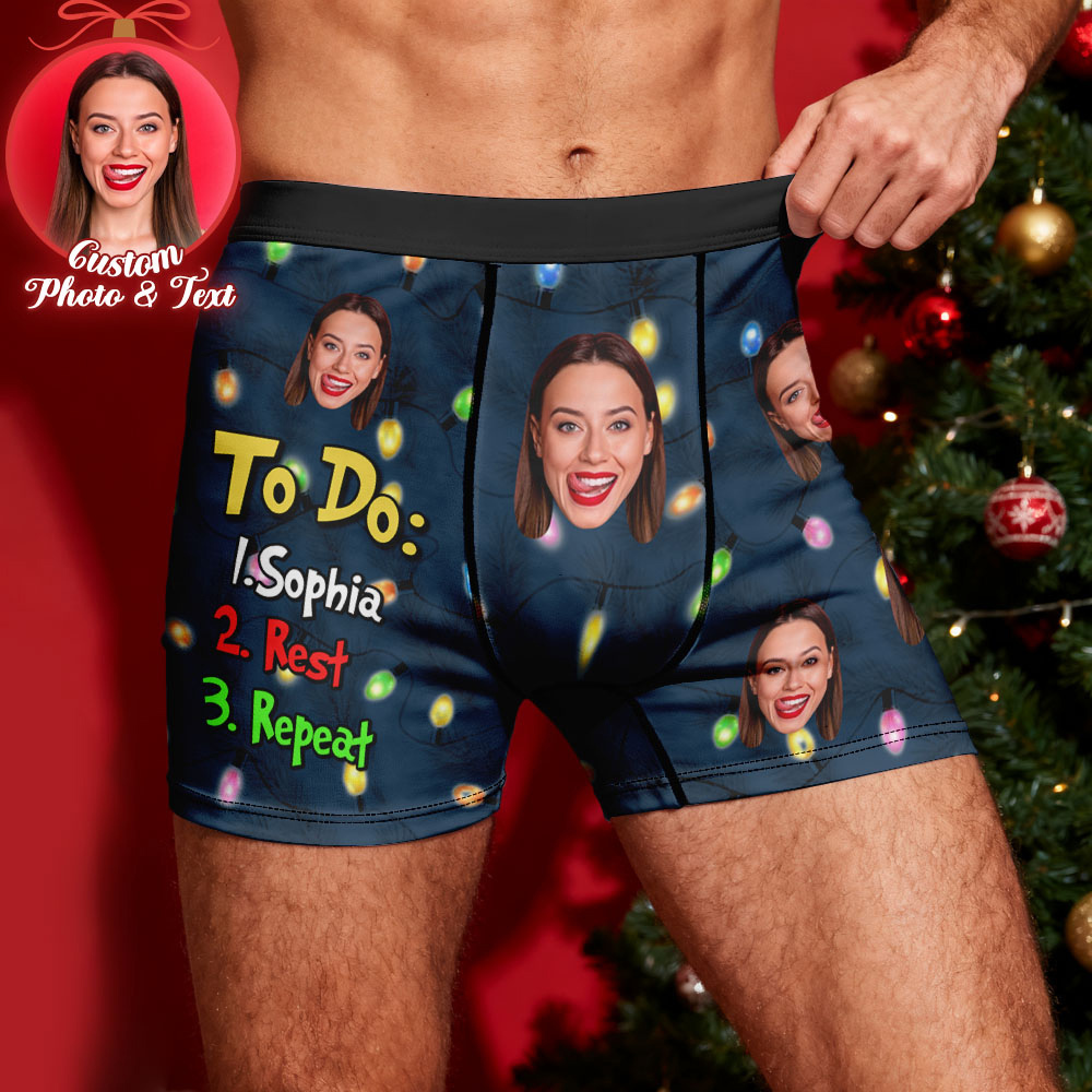 Custom Face Men's Boxer Underwear To Do List Funny Boxer Gift Personalized Photo Name Men's Boxer Briefs Christmas Gift - MyPhotoSocksAu