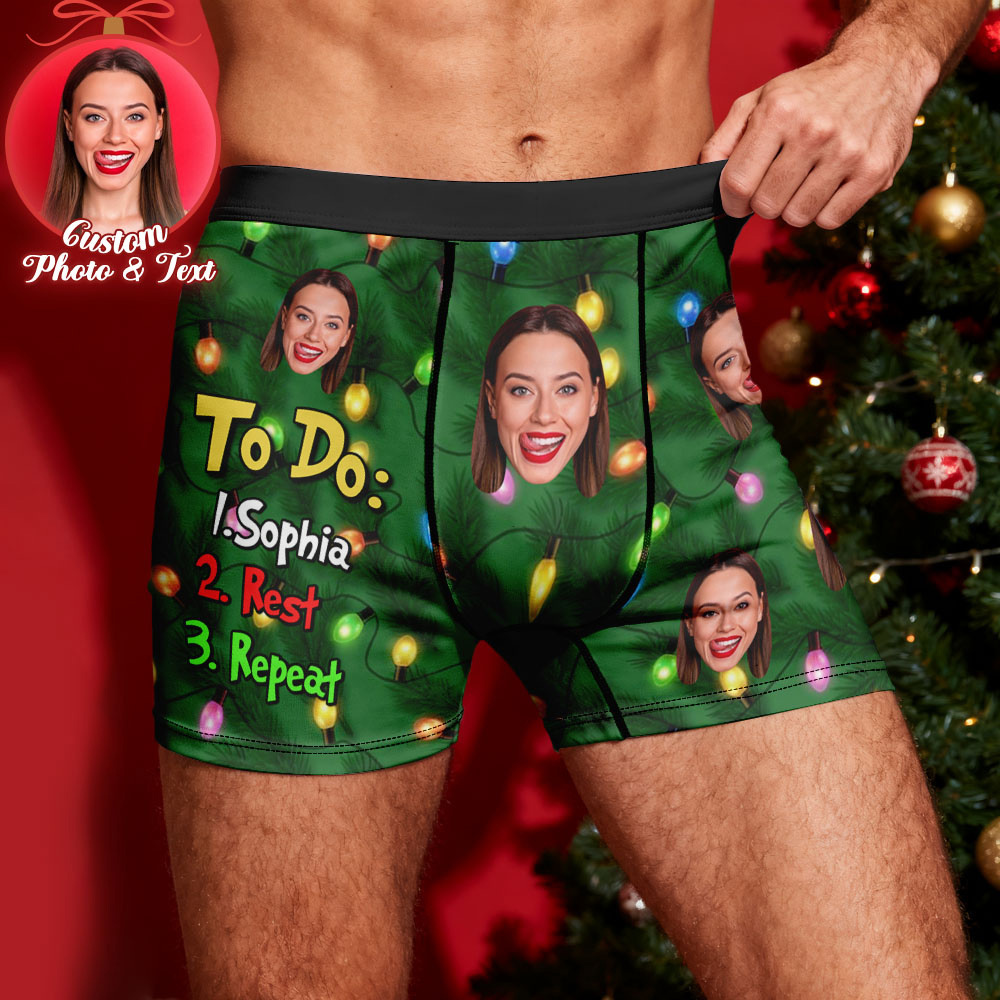 Custom Face Men's Boxer Underwear To Do List Funny Boxer Gift Personalized Photo Name Men's Boxer Briefs Christmas Gift - MyPhotoSocksAu