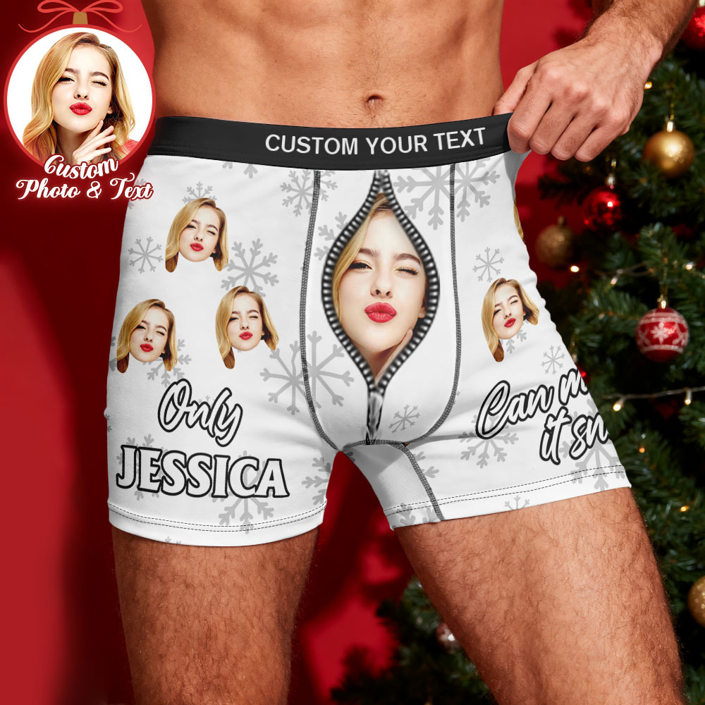 Custom Face Men's Boxer Underwear Only You Can Make it Snow Funny Boxer Gift Personalized Photo Name Men's Boxer Briefs Christmas Gift - MyPhotoSocksAu