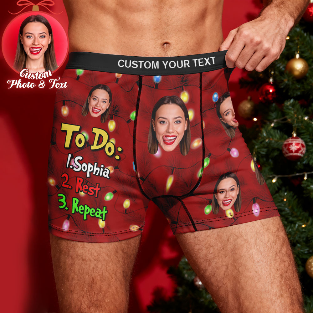 Custom Face Men's Boxer Underwear To Do List Funny Boxer Gift Personalized Photo Name Men's Boxer Briefs Christmas Gift - MyPhotoSocksAu