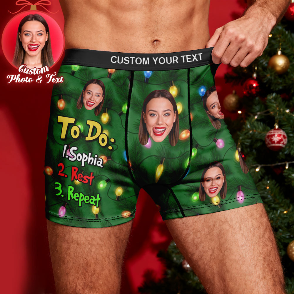 Custom Face Men's Boxer Underwear To Do List Funny Boxer Gift Personalized Photo Name Men's Boxer Briefs Christmas Gift - MyPhotoSocksAu