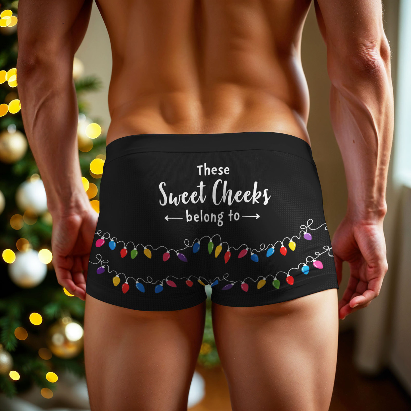 Custom Face Men's Boxer Underwear Santa Gift Christmas Lights Personalized Photo Funny Men's Boxer Briefs Christmas Valentine Christmas Gift - MyPhotoSocksAu