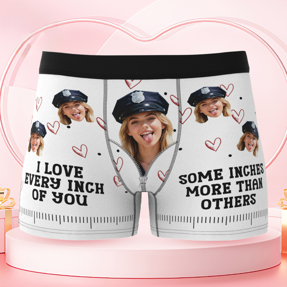 Custom Underwear I Love Every Inch Of You - Personalized Photo Men's Boxer Briefs - MyPhotoSocksAu