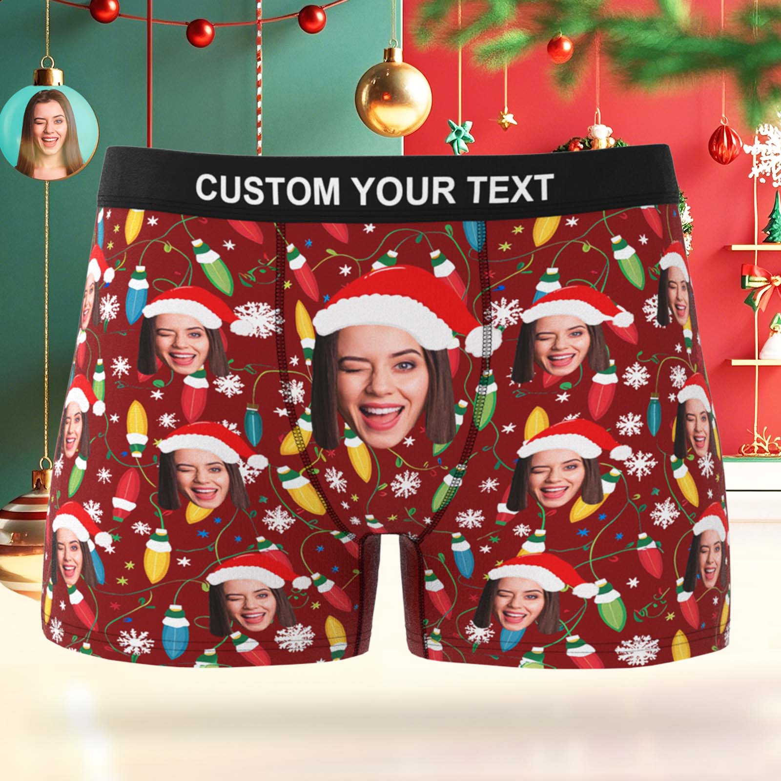 Custom Face Men's Boxer Underwear Hug Gift Boxer Personalized Photo Funny Men's Boxer Briefs Christmas Gift