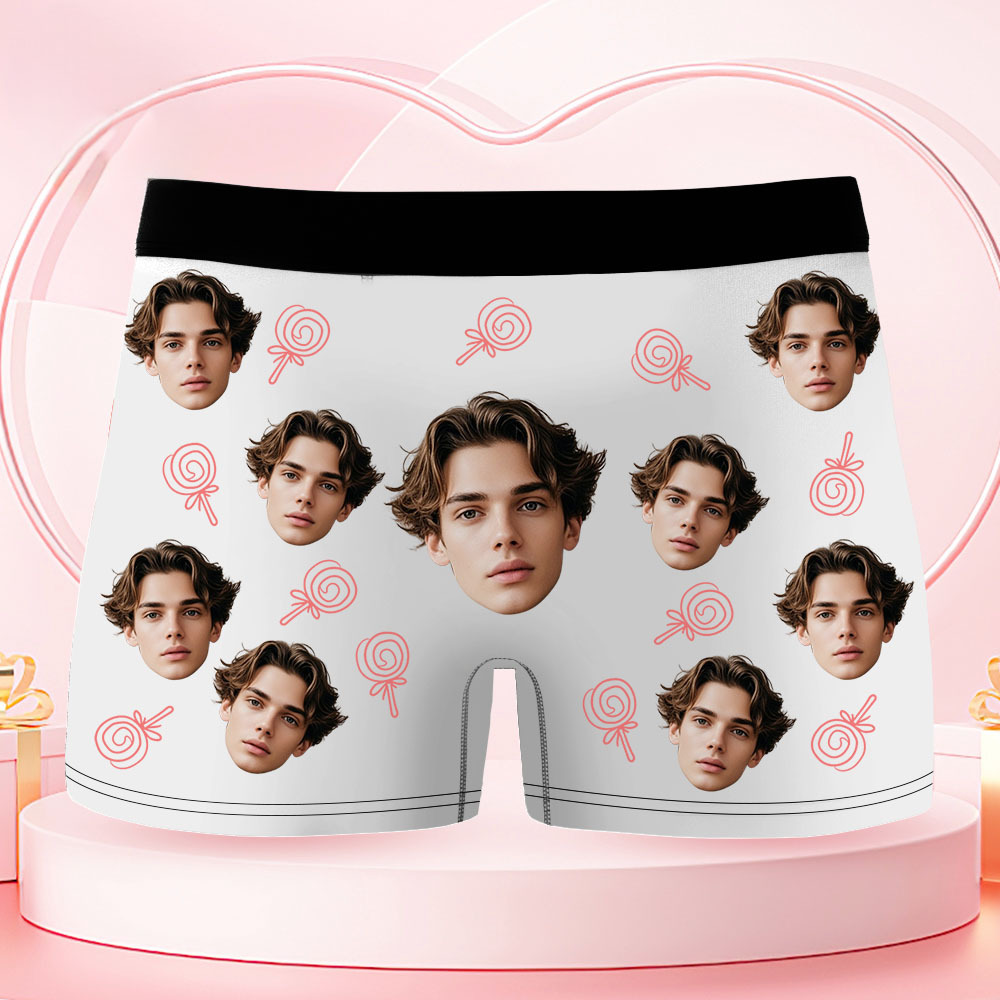 Custom Face Men's Boxer Underwear Her Lollipop Boxer Gift Personalized Photo Funny Men's Boxer Briefs - MyPhotoSocksAu