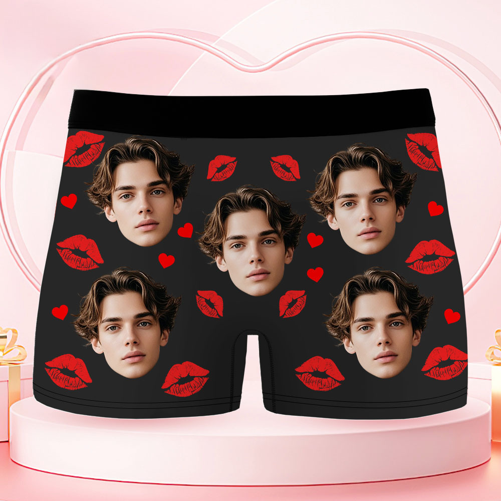 Custom Face Men's Boxer Underwear Her Since Year Black Boxer Gift Personalized Photo Funny Men's Boxer Briefs - MyPhotoSocksAu