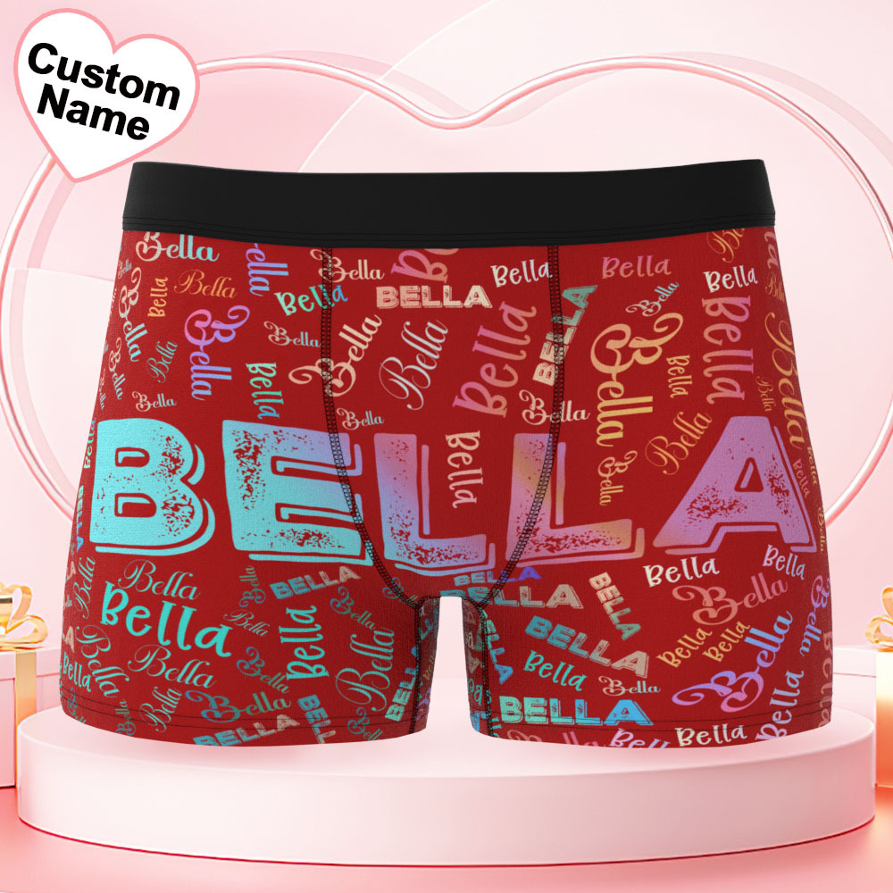 Custom Name Men's Underwear Gradient Color Personalized Men's Boxer Briefs - MyPhotoSocksAu