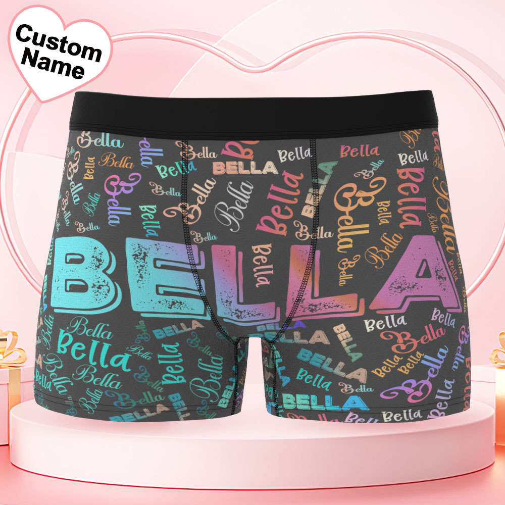 Custom Name Men's Underwear Gradient Color Personalized Men's Boxer Briefs - MyPhotoSocksAu