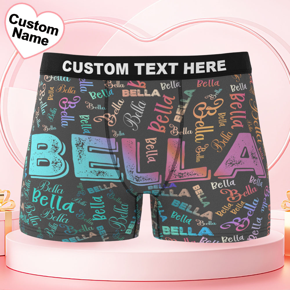 Custom Name Men's Underwear Gradient Color Personalized Men's Boxer Briefs - MyPhotoSocksAu