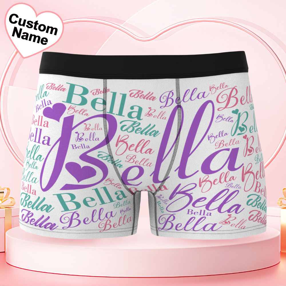 Custom Name Men's Underwear With Heart Personalized Men's Boxer Briefs - MyPhotoSocksAu