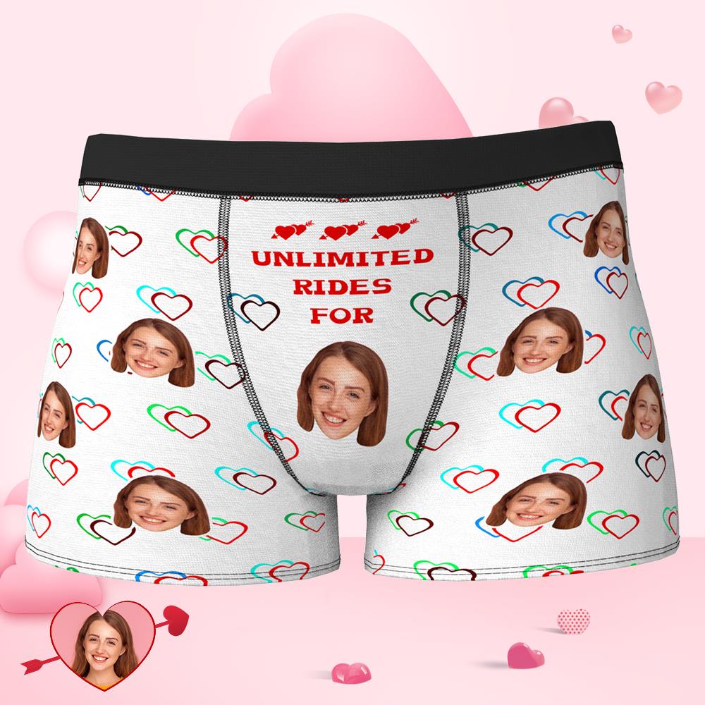 Custom Face Boxer Colorful Heart Funny Shorts Valentine's Day Gifts